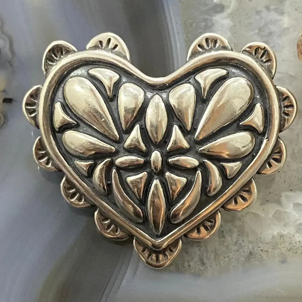 Carolyn Pollack Southwestern Style Sterling Silver Decorated Heart Brooch